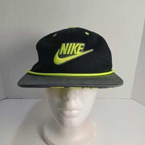 Nike True Dri-FIT Adjustable Snapback Hat Cap‎ Black Neon Yellow
